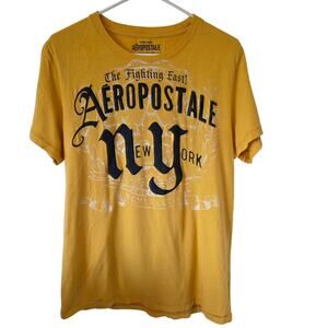 Aeropostale New York Mens Y2k Short Sleeve Tee Size Large Yellow